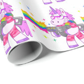 Paarse Unicorn - Pistool Cadeaupapier (Rol Hoek)