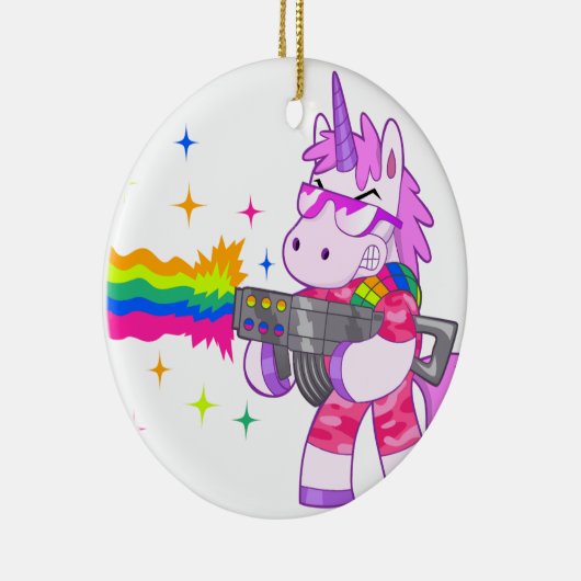 Paarse Unicorn - Pistool Keramisch Ornament (Rechts)