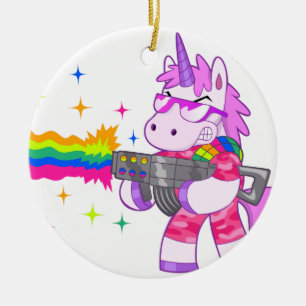 Paarse Unicorn - Pistool Keramisch Ornament