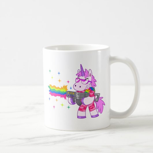 Paarse Unicorn - Pistool Koffiemok (Rechts)