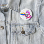 Paarse Unicorn - Pistool Ronde Button 5,7 Cm (In situ)