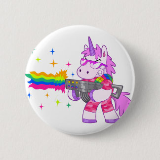 Paarse Unicorn - Pistool Ronde Button 5,7 Cm