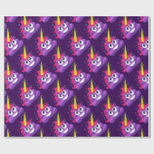 Paarse Unicorn Poop Emoji Cadeaupapier (Vlak)