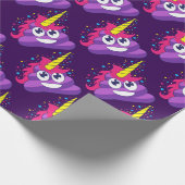 Paarse Unicorn Poop Emoji Cadeaupapier (Hoek)
