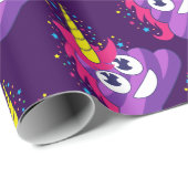 Paarse Unicorn Poop Emoji Cadeaupapier (Rol Hoek)
