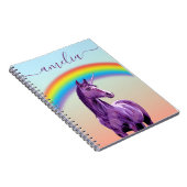 Paarse Unicorn & Rainbow Calligrafie Naam Notitieboek (Rechterzijde)