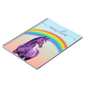 Paarse Unicorn & Rainbow Calligrafie Naam Notitieboek (Linkerzijde)
