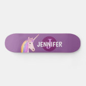 Paarse Unicorn Rainbow Gepersonaliseerde monogram Persoonlijk Skateboard (Horizontaal)