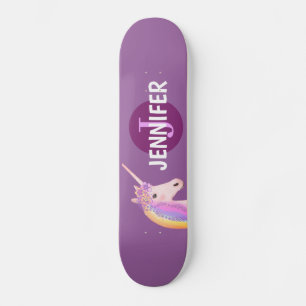 Paarse Unicorn Rainbow Gepersonaliseerde monogram Persoonlijk Skateboard