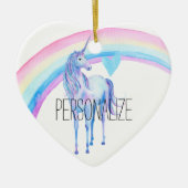 Paarse Unicorn Rainbow Heart Keramisch Ornament (Voorkant)