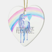 Paarse Unicorn Rainbow Heart Keramisch Ornament (Links)