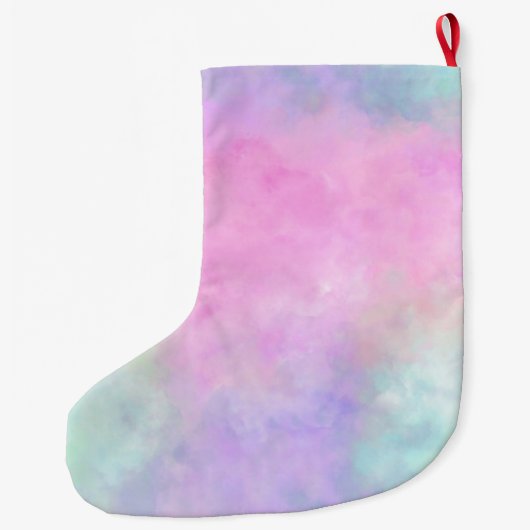 Paarse Unicorn Rainbow Waterverf Naam Grote Kerstsok (Achterkant)