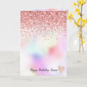 Paarse unicorn regenboogroze glitter Sparkle Kaart (Gele Bloem)