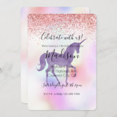 Paarse unicorn regenboogroze glitter Sparkle Kaart (Voorkant / Achterkant)