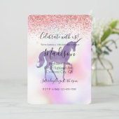 Paarse unicorn regenboogroze glitter Sparkle Kaart (Staand voorkant)