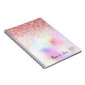 Paarse unicorn regenboogroze glitter Sparkle Notitieboek (Rechterzijde)