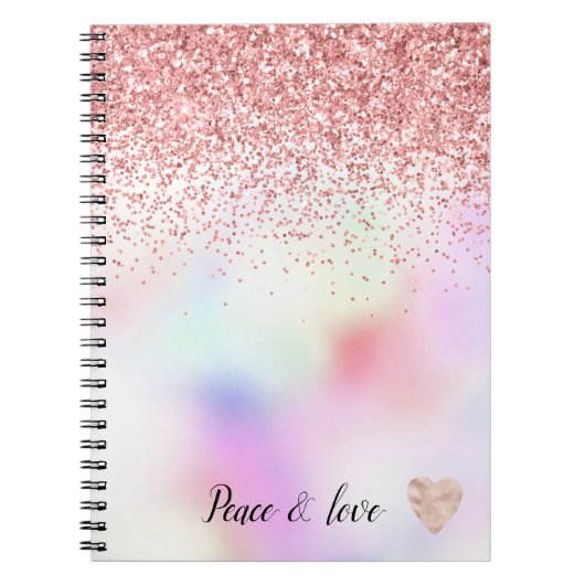 Paarse unicorn regenboogroze glitter Sparkle Notitieboek (Voorkant)