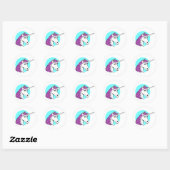 Paarse Unicorn Ronde Sticker (Vel)