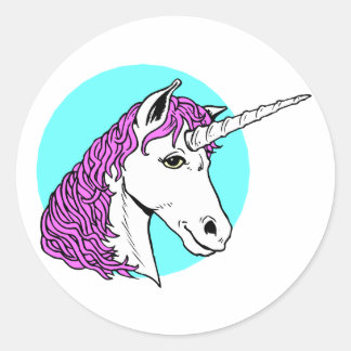 Paarse Unicorn Ronde Sticker