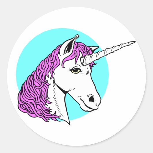 Paarse Unicorn Ronde Sticker (Voorkant)