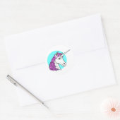 Paarse Unicorn Ronde Sticker (Envelop)