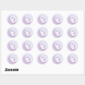 Paarse Unicorn Ronde Sticker (Vel)