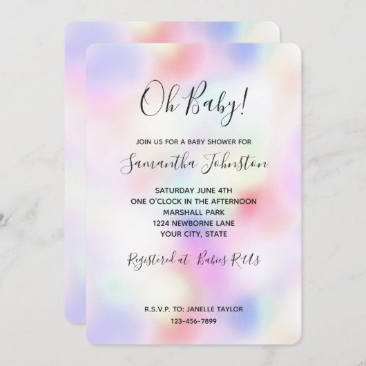 Paarse unicorn roze regenboog kaart (Voorkant / Achterkant)