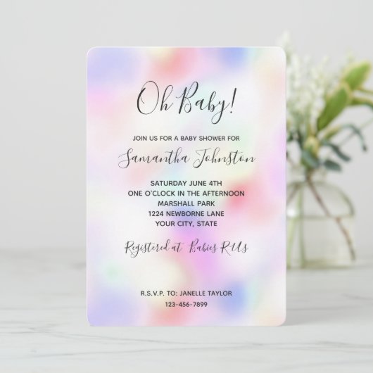 Paarse unicorn roze regenboog kaart (Staand voorkant)