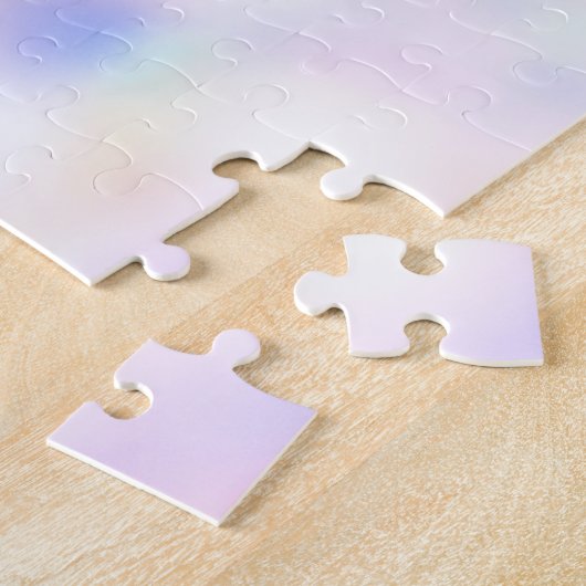 Paarse unicorn roze regenboog legpuzzel (Zijkant)