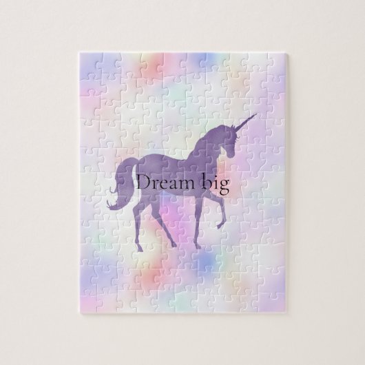 Paarse unicorn roze regenboog legpuzzel (Verticaal)