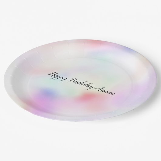 Paarse unicorn roze regenboog papieren bordje (Gekanteld)