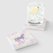 Paarse unicorn roze regenboog stenen onderzetter (Zijkant)