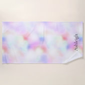 Paarse unicorn roze regenboog strandlaken (Voorkant)