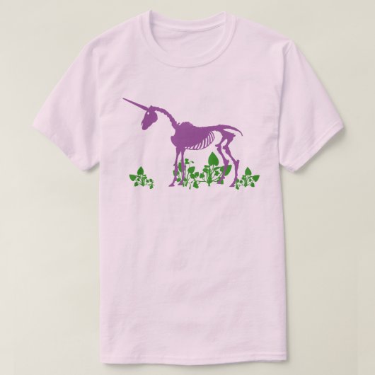 Paarse Unicorn Skeleton T-Shirt (Design voorkant)