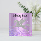PAARSE UNICORN SPARKLE BIRTHDAY INVITATIE KAART (Staand voorkant)