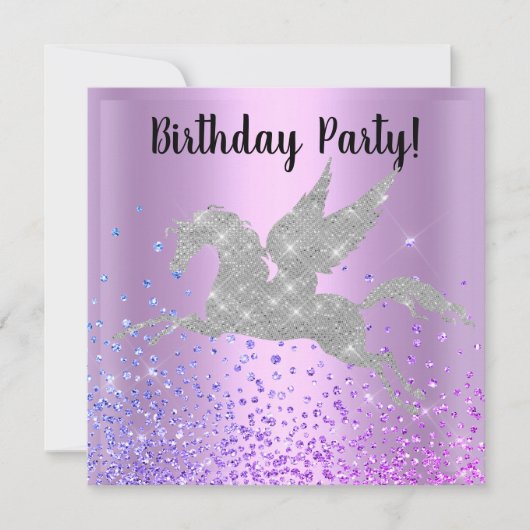 PAARSE UNICORN SPARKLE BIRTHDAY INVITATIE KAART (Voorkant)