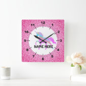 Paarse Unicorn Square Wall klok (Huis)