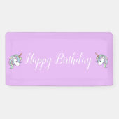 Paarse Unicorn Thema van Birthday Party Spandoek (Horizontaal)