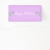Paarse Unicorn Thema van Birthday Party Spandoek (Insitu)