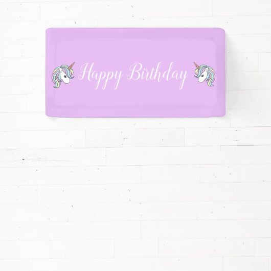 Paarse Unicorn Thema van Birthday Party Spandoek (Insitu)