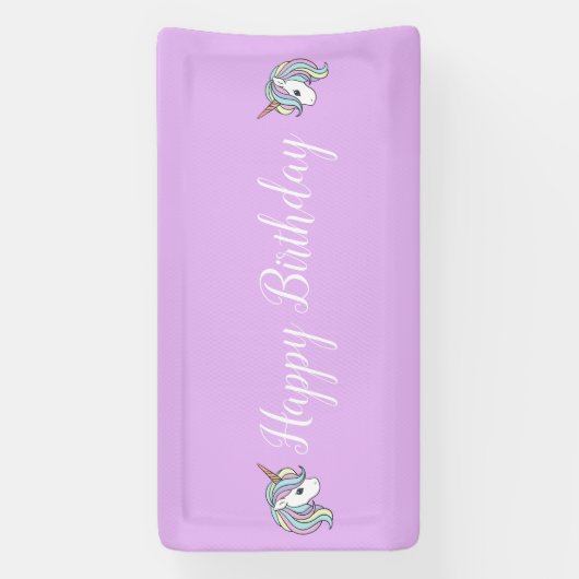 Paarse Unicorn Thema van Birthday Party Spandoek (Verticaal)