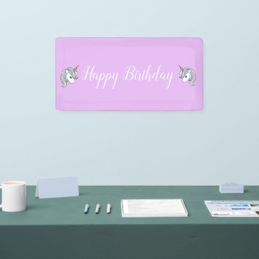 Paarse Unicorn Thema van Birthday Party Spandoek (Beurs)
