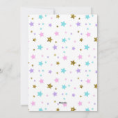 Paarse unicorn verjaardagsuitnodiging feestdagenkaart (Achterkant)