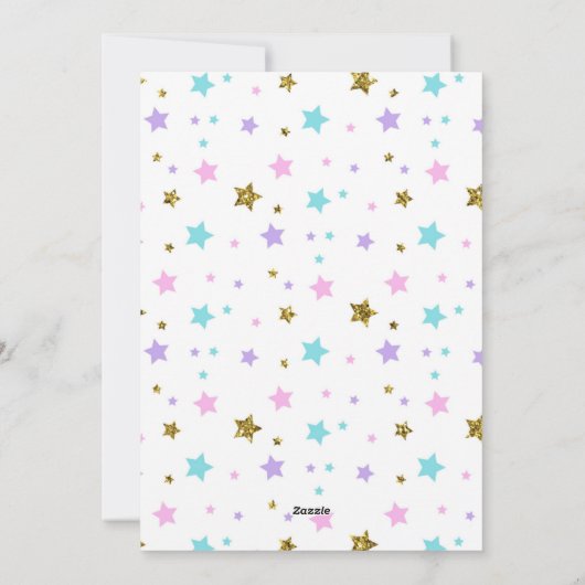 Paarse unicorn verjaardagsuitnodiging feestdagenkaart (Achterkant)