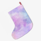 Paarse Unicorn Waterverf Gold Glitz Naam Grote Kerstsok (Achterkant (Hangend))