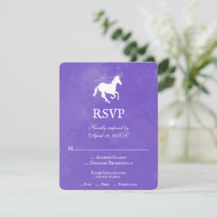 Paarse Unicorn Wedding RSVP Kaart