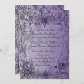 Paarse Unicorn Wedding Uitnodiging (Voorkant / Achterkant)