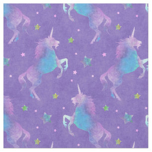Paarse Unicorns roze sterren Stof