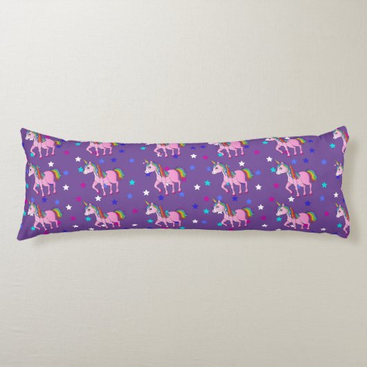 Paarse Unicorns & Star Print Body Pillow Lichaamskussen (Voorkant)