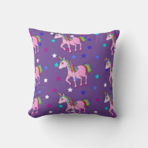 Paarse Unicorns & Star Print Sierkussen